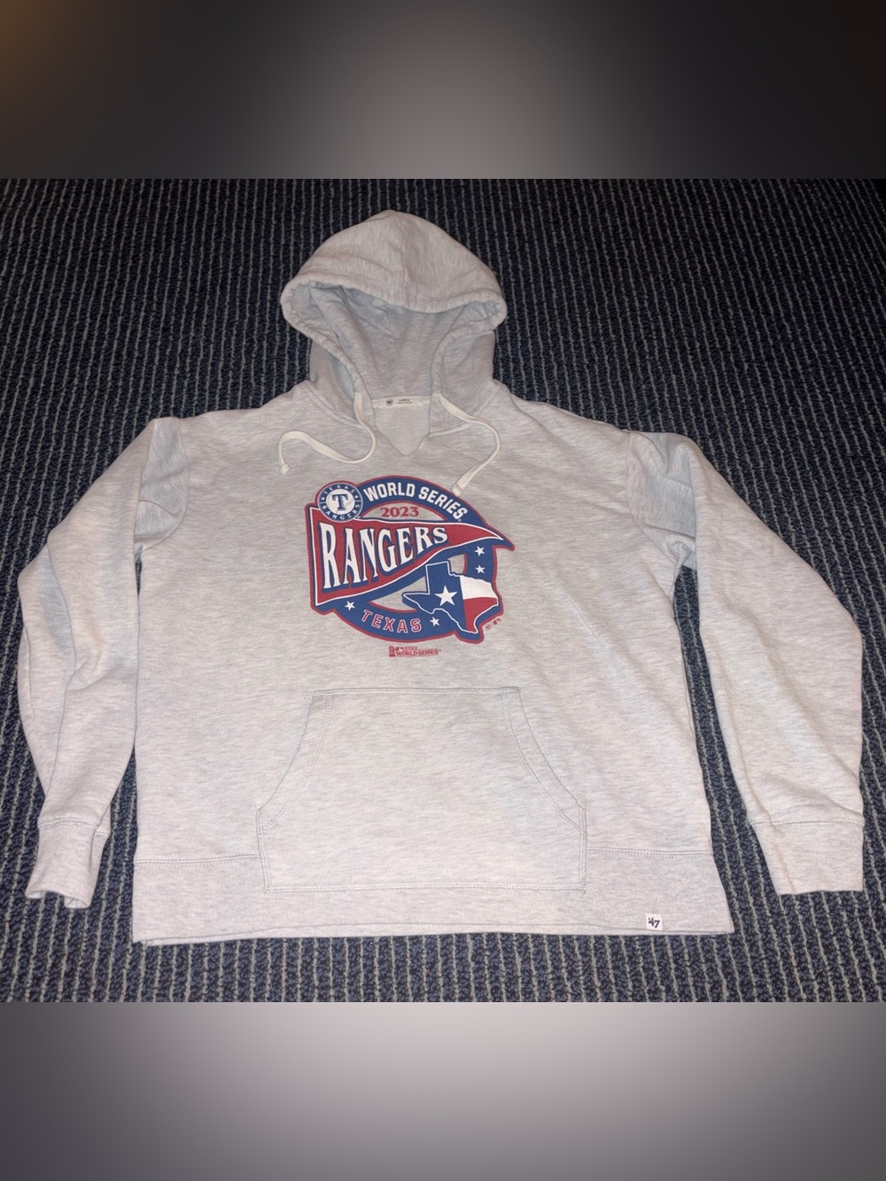 Women’s Large 2023 World Series Texas Rangers Sweatshirt V Neck Hoodie Grey